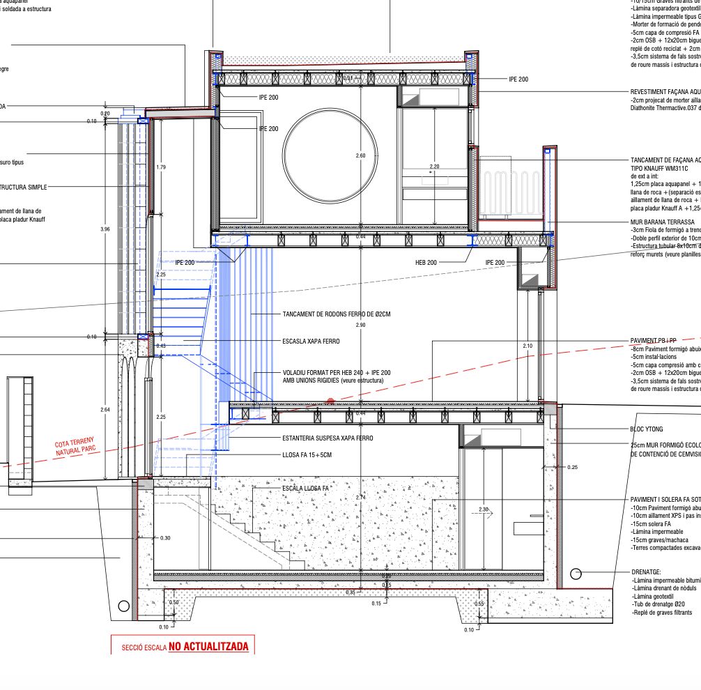Construction section drawing of Casa Bellver